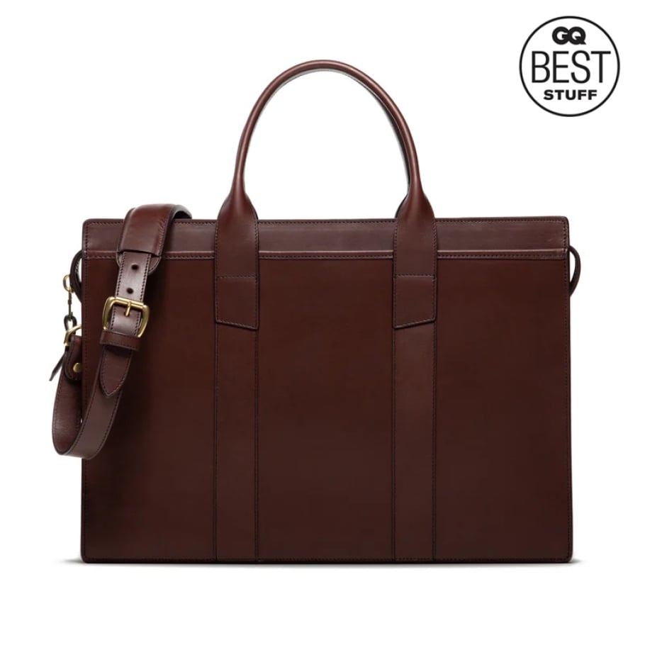 Black single-gusset Frank Clegg Zip-Top Briefcase
