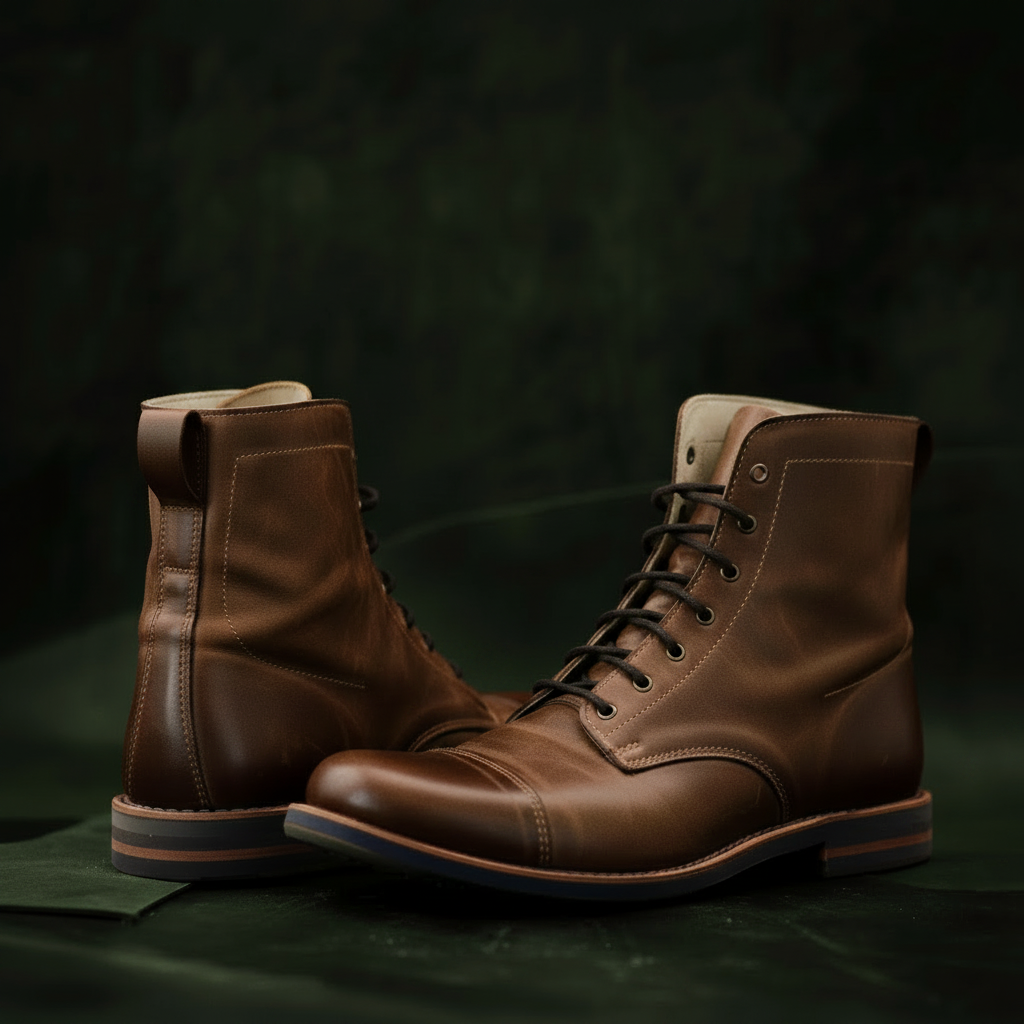 Old Mulla bottines Tâmega pour homme en cuir pleine fleur cognac avec semelle en gomme