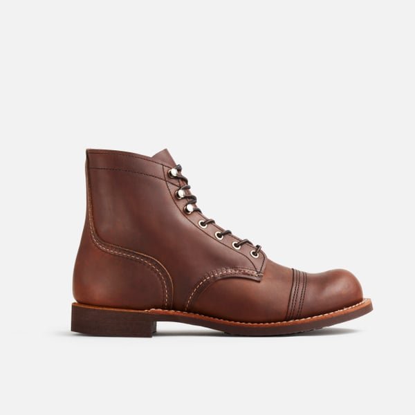 Red Wing Iron Ranger 8111 in Amber Harness leather with capped toe and Vibram mini-lug sole